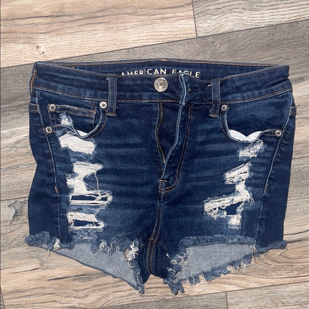 American Eagle Outfitters Blue Jean Shorts Distressed Cut-Off